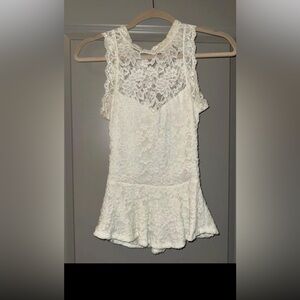 White Lace Peplum Top